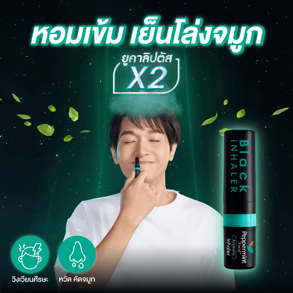 ยาดม เป๊ปเปอร์มิ้นท์ ฟิลด์ แบล็คอินเฮเลอร์ ขนาด 2 ซีซี จำนวน 120 ชิ้น
